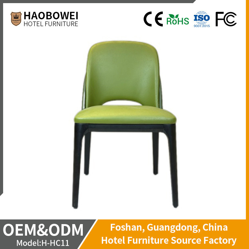 Banquet Party Mustard PU Leather Dining Chair Ash Wood For Home Dining Room
