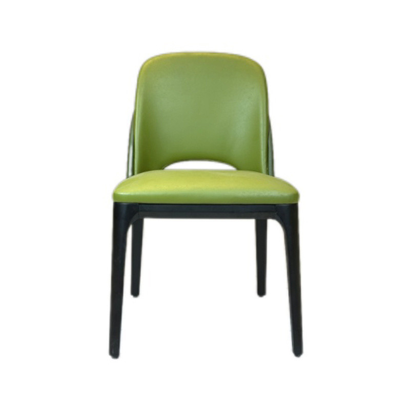 Banquet Party Mustard PU Leather Dining Chair Ash Wood For Home Dining Room