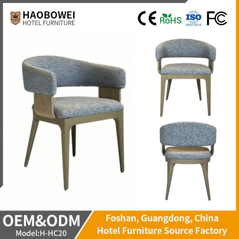Solid Wood Fabric Chair for Dining Room Customized Ash Wood Frame Hotel Furniture
