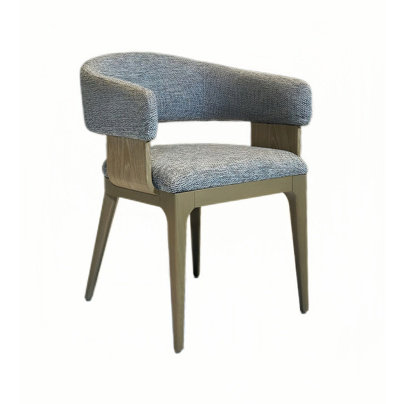 Solid Wood Fabric Chair for Dining Room Customized Ash Wood Frame Hotel Furniture