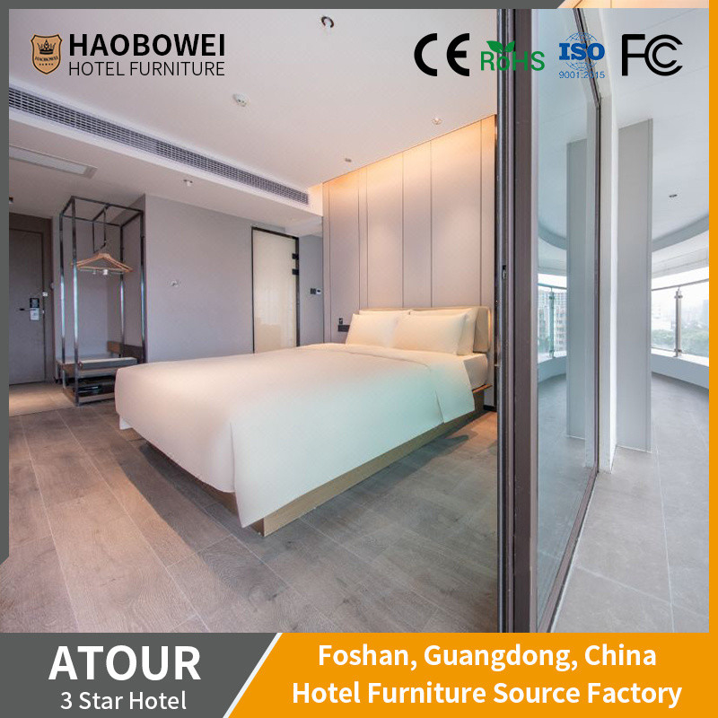Foshan dossier incurvé en cendres cadre en bois meubles d'hôtel ensemble de chambre standard King Size