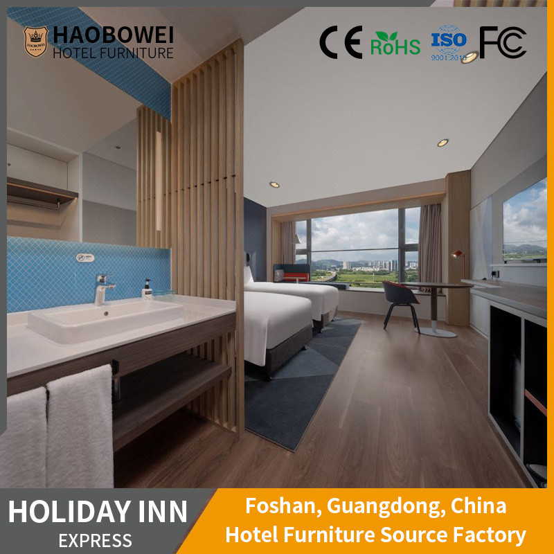 OEM/ODM Gaya Mewah Set Kamar Tidur Double Standar Untuk Furnitur Hotel 4 Bintang Di Foshan