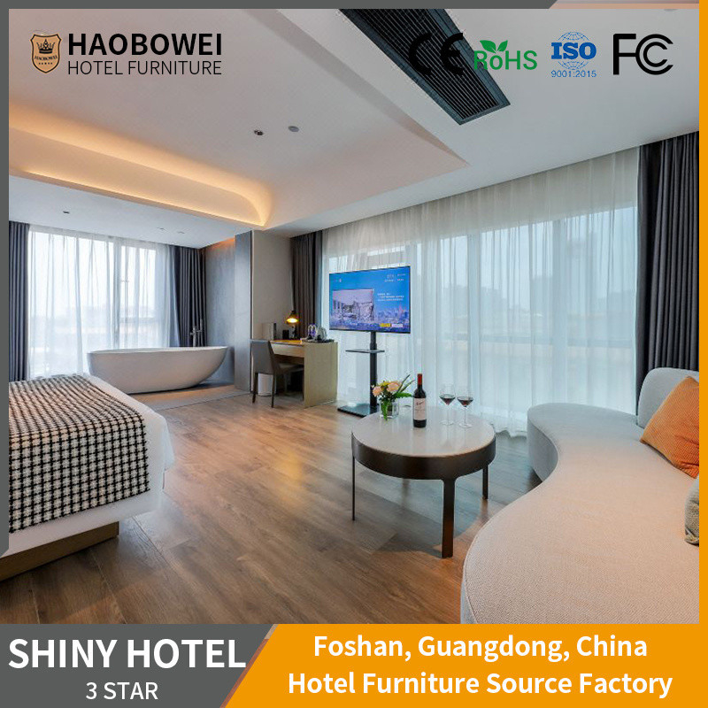 Meubles de chambre sur mesure 3 étoiles Hôtel King Size Foshan avec une structure interne de 5 ans