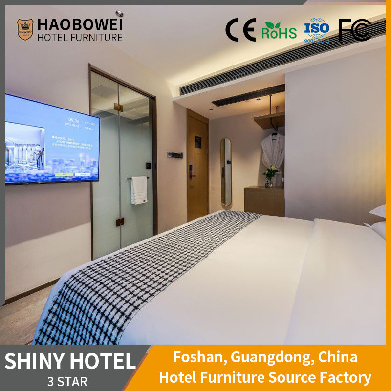 SHINY-HS op maat gemaakte drie sterren hotel meubels moderne luxe stijl king size slaapkamer set