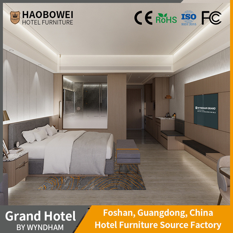 Five Star Hotel Foshan Ash Wood Frame King Size Bedroom Furniture With Modern Style