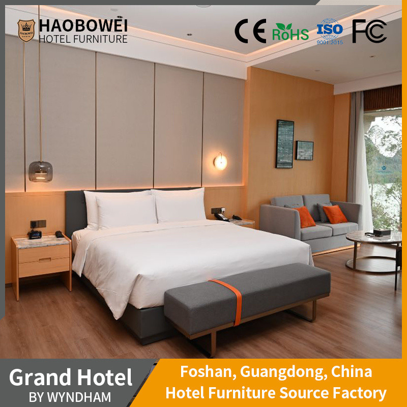 Set Kamar Tidur Ukuran Raja Standar Furniture Untuk WYNDHAM-GRAND-ZQ Resort Hotel Di Foshan