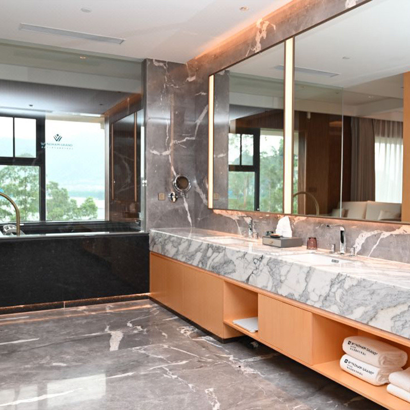 Set Kamar Tidur Ukuran Raja Standar Furniture Untuk WYNDHAM-GRAND-ZQ Resort Hotel Di Foshan