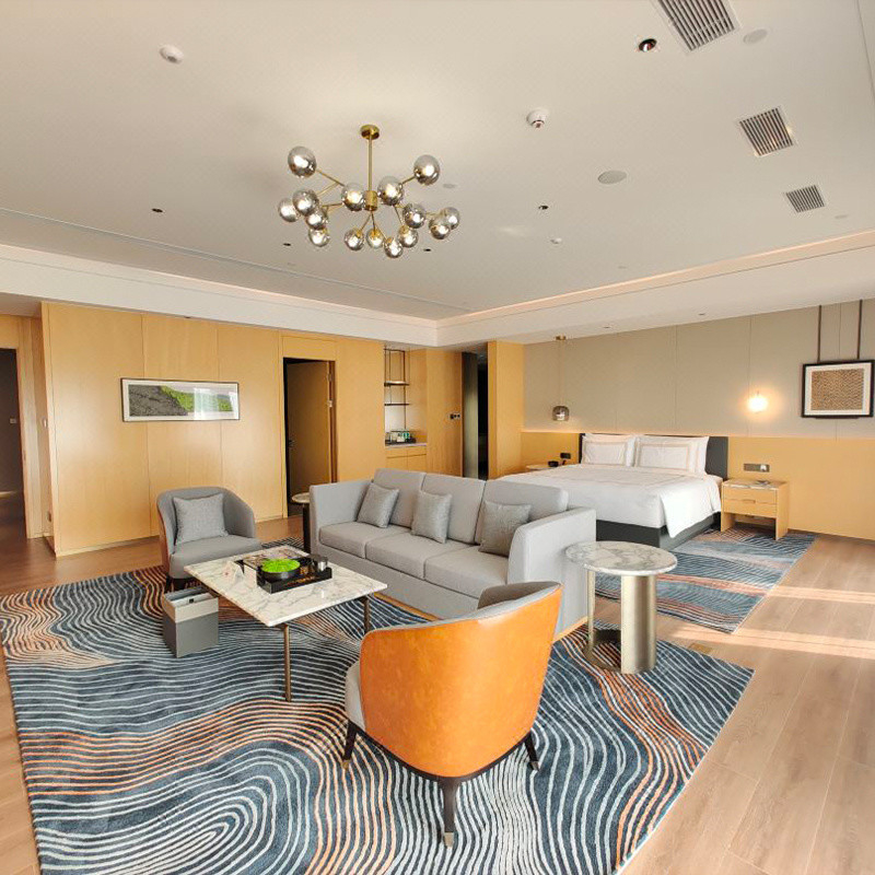 Set Kamar Tidur Ukuran Raja Standar Furniture Untuk WYNDHAM-GRAND-ZQ Resort Hotel Di Foshan