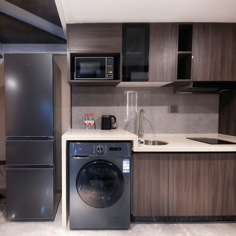 Modern kamar tidur ganda set tempat tidur dengan kerangka kayu abu dan larutan bebas anti-fouling kulit