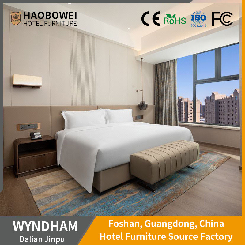 Permintaan yang disesuaikan 5 Star Hotel Furniture Set Kamar Tidur Tempat Tidur Resor Sumber Headboard