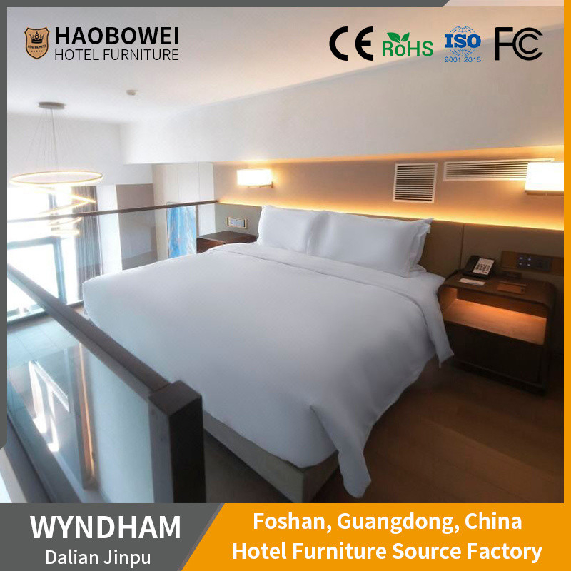 Resort Custom Business Hotel Ash Kayu Frame Gaya Modern King Size Set Kamar Tidur OEM / ODM