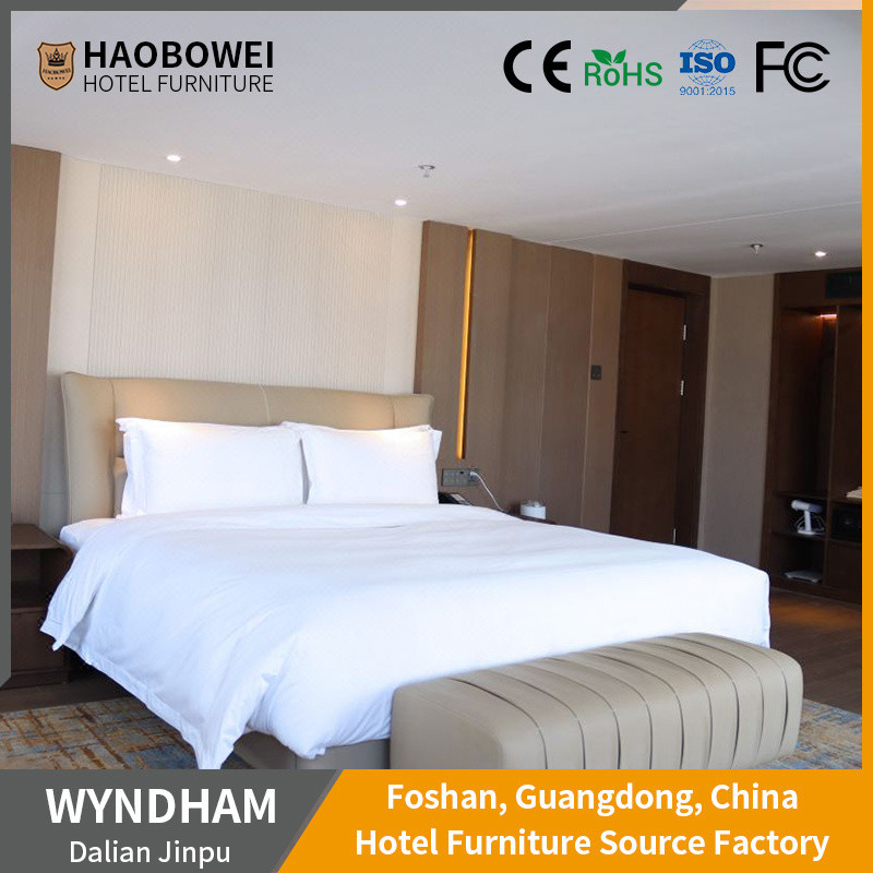 Ash Kayu Frame 5 bintang Hotel Furniture Set Untuk Modern Mewah King Size Kamar Tidur Di Foshan