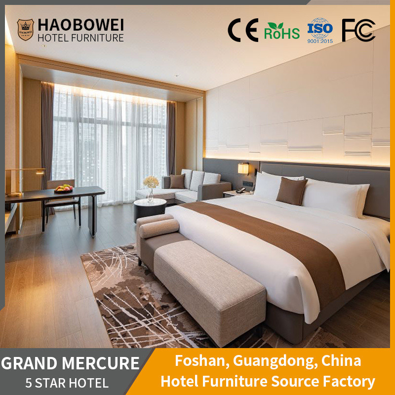Đồ nội thất 5 sao Khách sạn tùy chỉnh khung gỗ Ash Modern Luxury Style King Size Bedroom Set